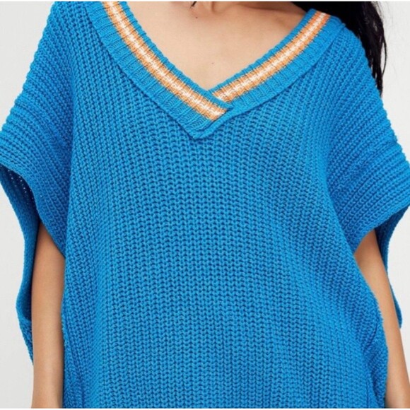 NWT Free People Clyde Sweater Vest Size S Blue Oversized New - Picture 5 of 13